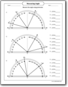 math worksheets measuring angles with protractor