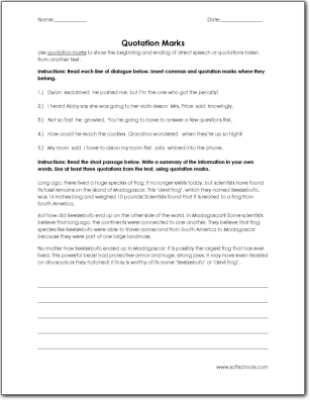 quotation marks worksheet